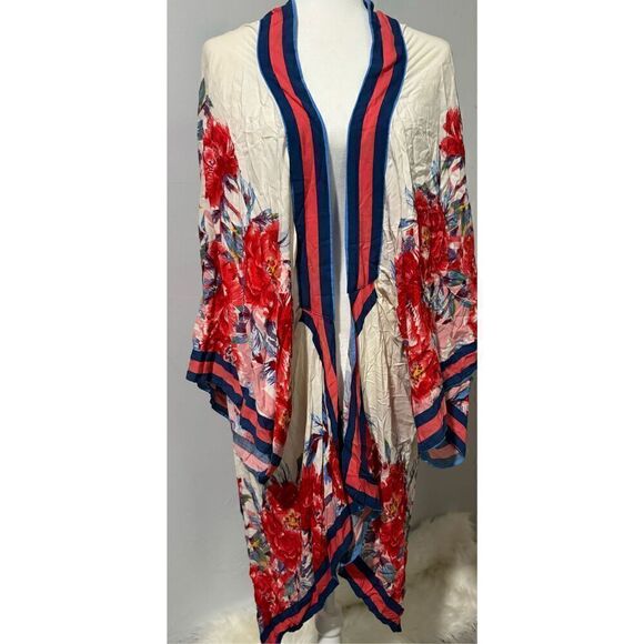 Flying tomato S\M red flower print boho Kimono - Picture 8 of 8